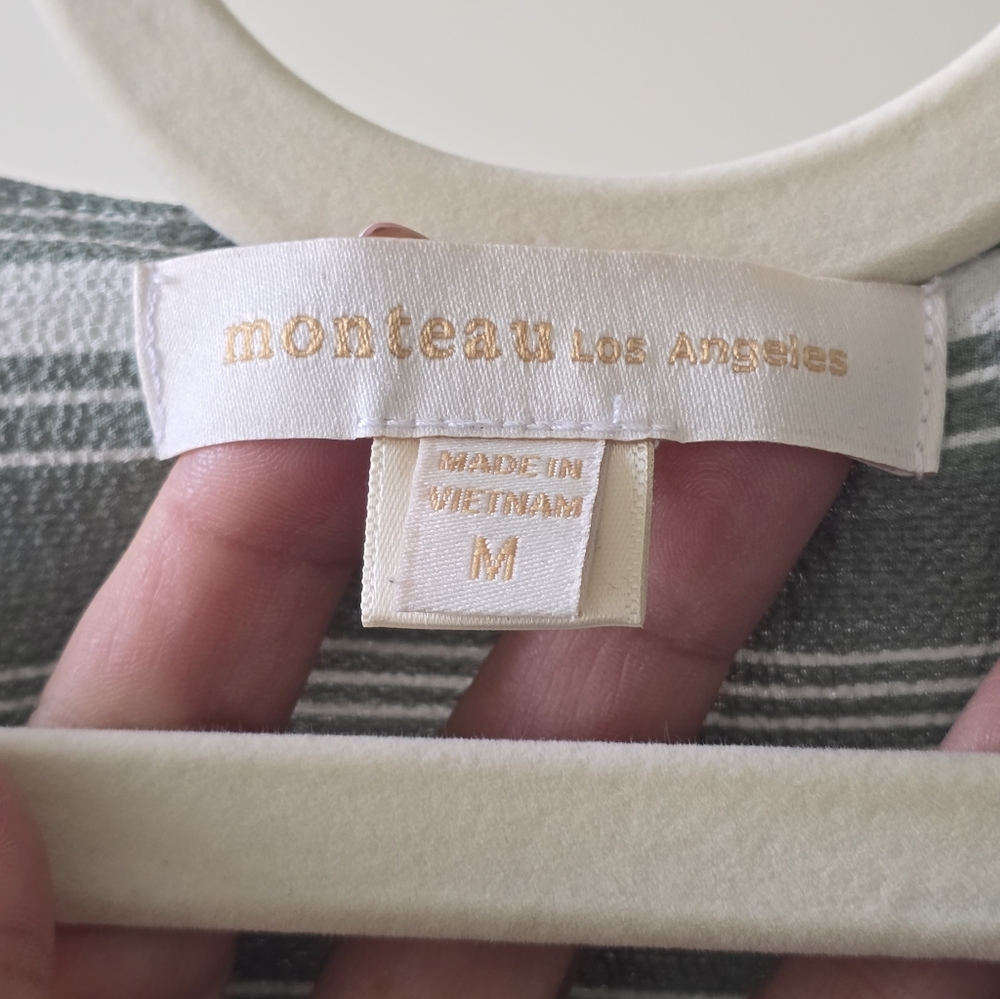 Monteau Sage Green Striped Jumpsuit Pantsuit Size M - Picture 5 of 6